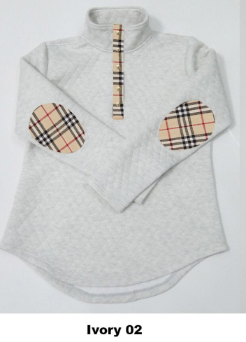 Ivory with plaid patch